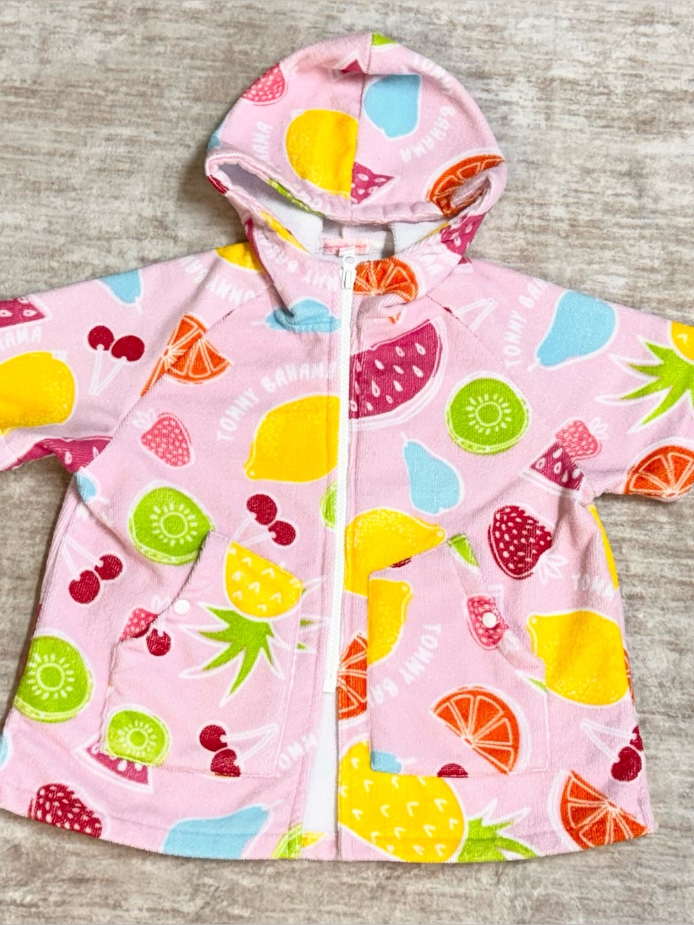 Tommy Bahama Kids Girls Small 3-6 Terry Cloth Swimsuit Cover up Towel Fruit Trop